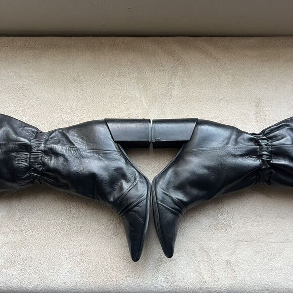 Zadig & Voltaire Paris Glimmer Black Leather Tall‎ Heeled Boots Women 5.5 EU 36 - Picture 7 of 16